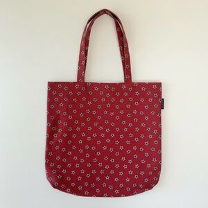 J.Crew Red Canvas Star Print Tote Bag Patriotic USA Reusable Shopper